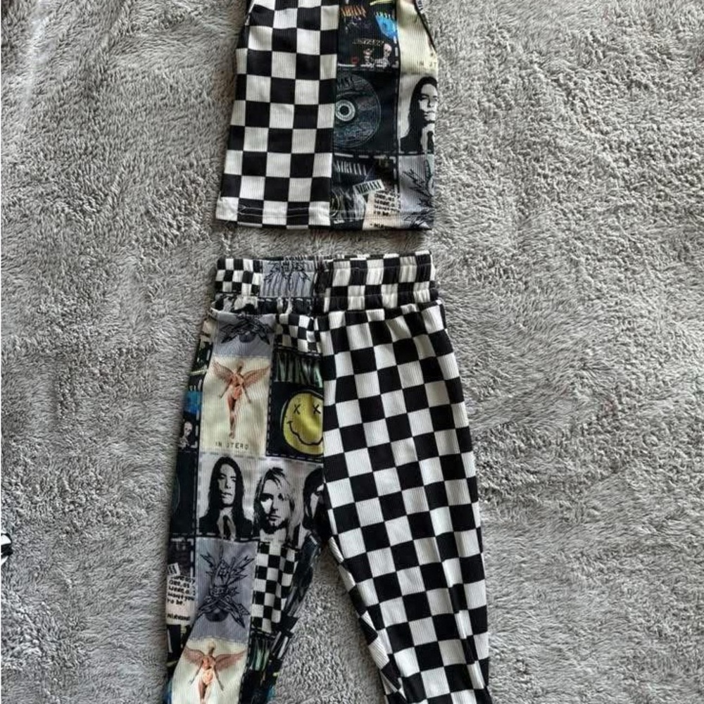 Kids Black and White Checkered Nirvana Set